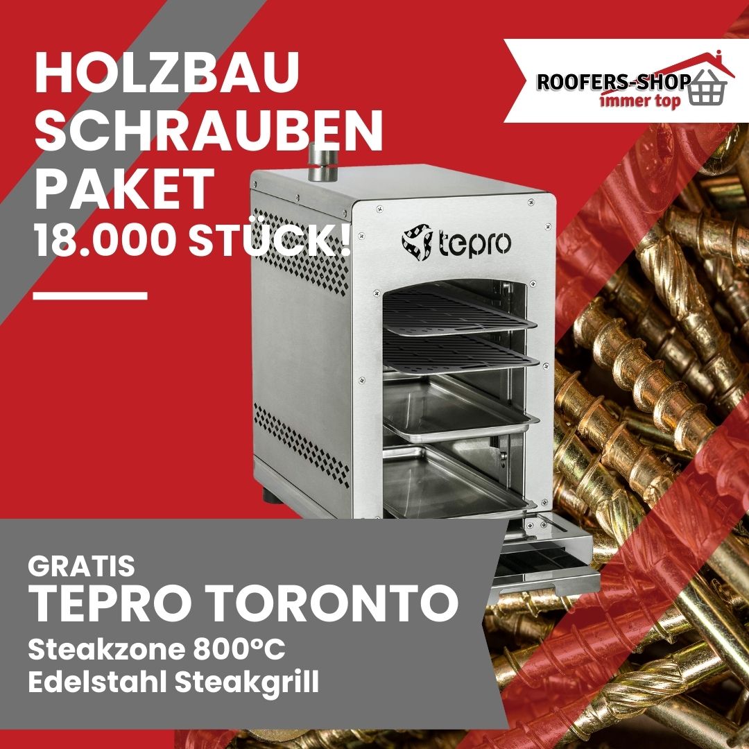 Hochwertige Holzbauschrauben und tepro Steakgrill Toronto 18000 Schrauben (Paket 1)