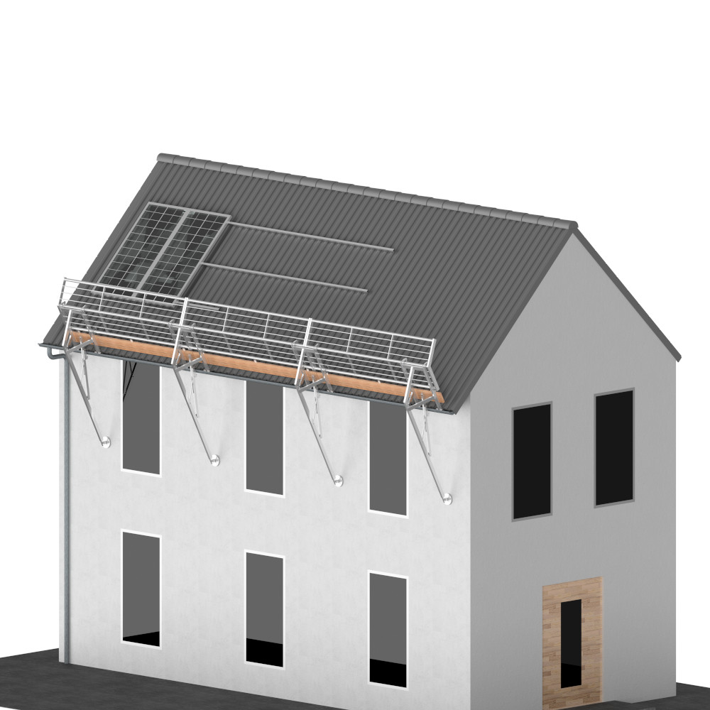 Roof-Topper Schutzgeländer SG-SD für Steildach bis 60° – 3 m Absturzsicherung Set nach DIN EN 13374